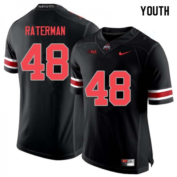 Ohio State Buckeyes #48 Clay Raterman Youth Embroidery Jersey Blackout